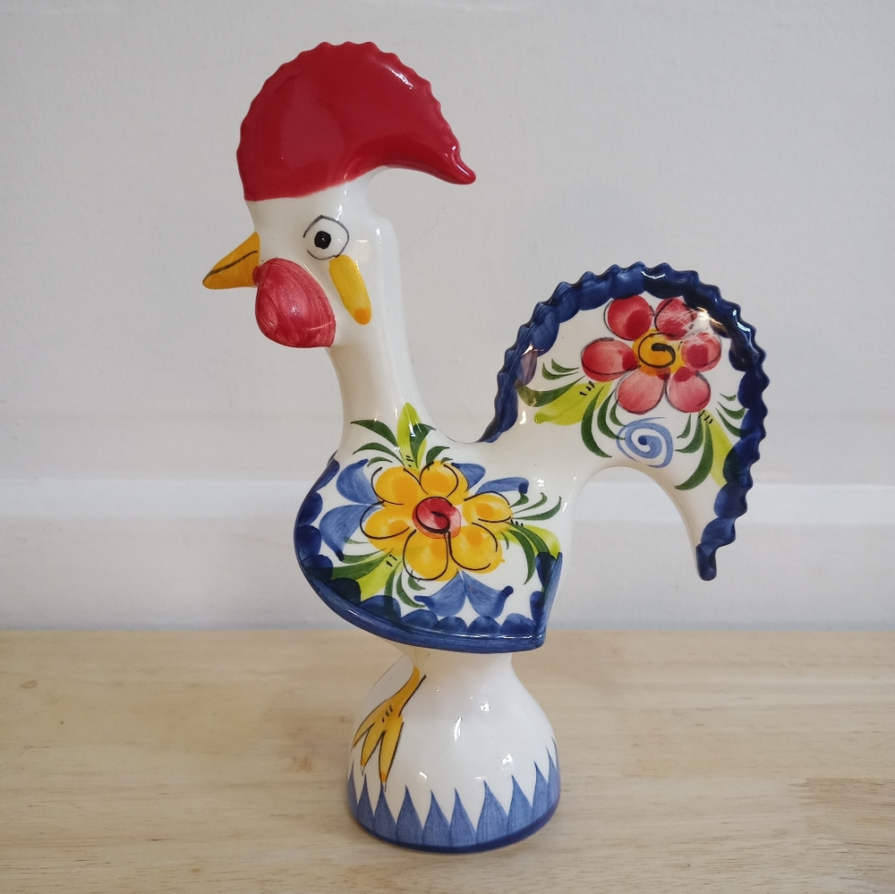 Hand Painted Ceramic Good Luck Rooster Portugal